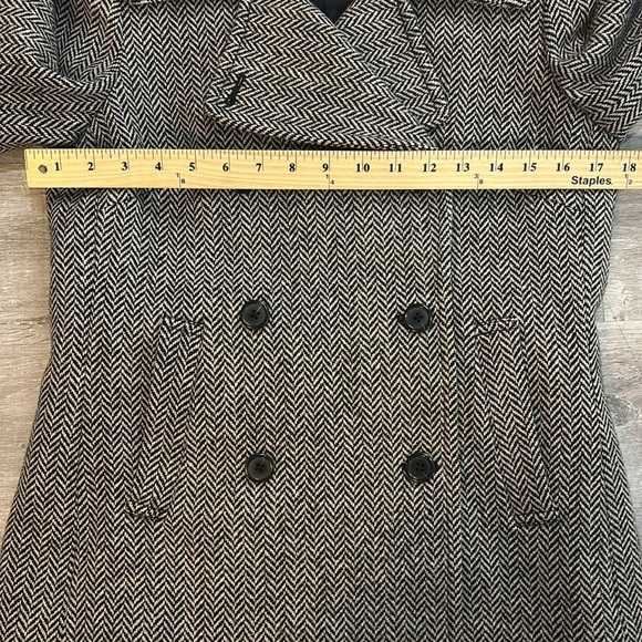 J Crew Factory Wool Herringbone Double Breasted Jacket Sz M - Picture 3 of 7